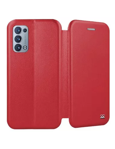 Oppo Reno 6 Pro Folio Clam Leather Case + 9H Tempered Glass - Red | Ibroz