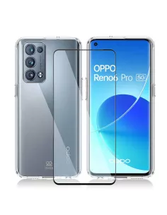 Oppo Reno 6 Pro Pack Shockproof Case + 9H Tempered Glass - Transparent...