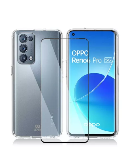 Oppo Reno 6 Pro Pack Shockproof Case + 9H Tempered Glass - Transparent...