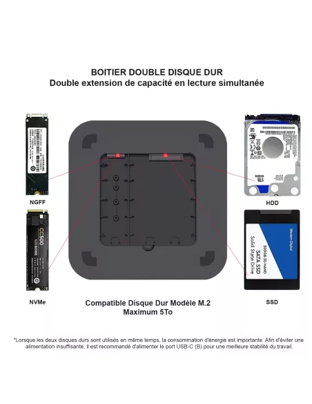Dock HUB Mac Mini MC25 Pro DP - Extension Mémoire 8 en 1 - SATA SSD...