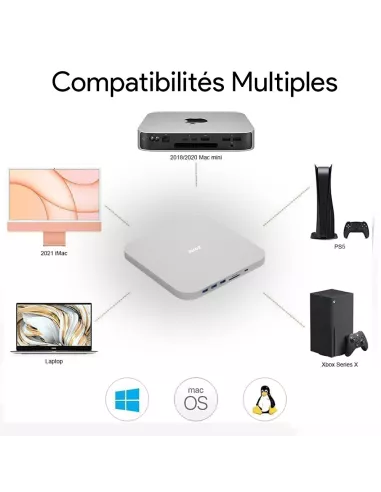 Dock HUB Mac Mini MC25 Pro DP - Extension Mémoire 8 en 1 - SATA SSD...