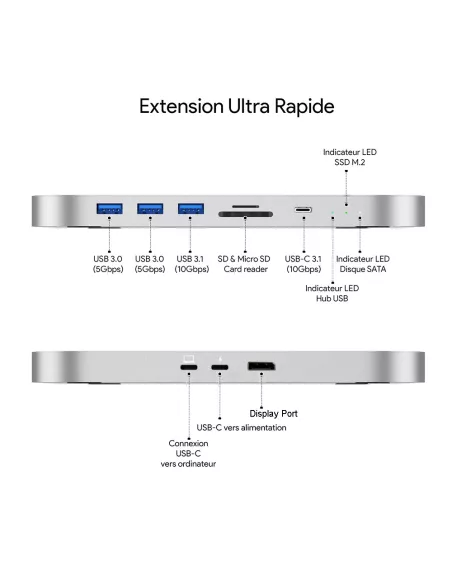 Dock HUB Mac Mini MC25 Pro DP - Extension Mémoire 8 en 1 - SATA SSD...