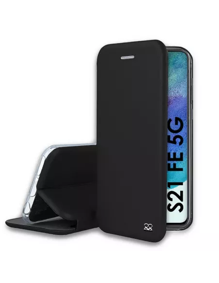 Samsung Galaxy S21 FE Leather Case Folio Clam - Black | Ibroz