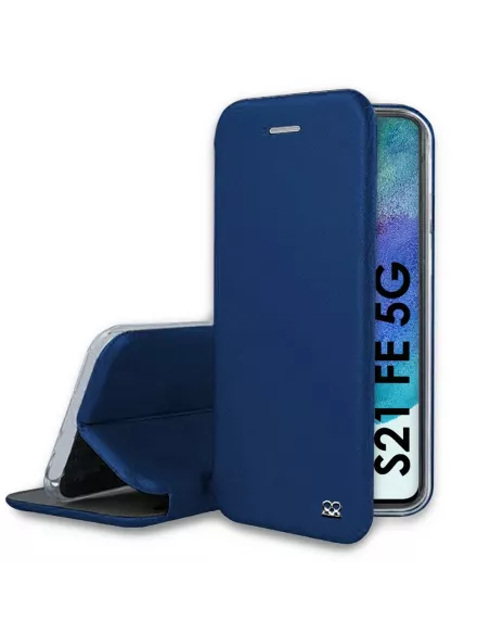Samsung Galaxy S21 FE Leather Case Folio Clam - Cosmos Blue | Ibroz
