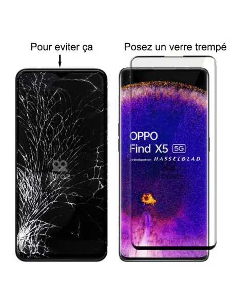 Lot de 3 Protections écran bord à bord pour Oppo Find X5 en verre t...