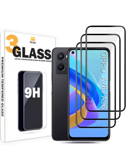Set of 3 edge-to-edge screen protectors for Oppo A76-A96 in t...