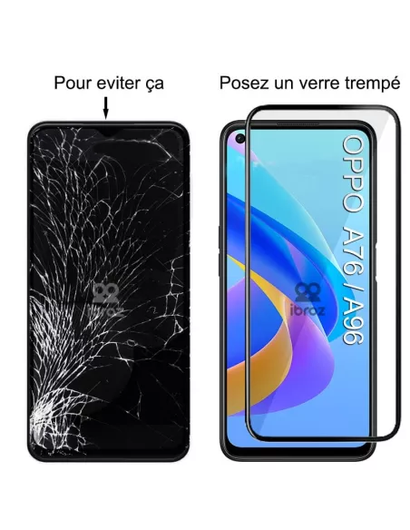 Set of 3 edge-to-edge screen protectors for Oppo A76-A96 in t...