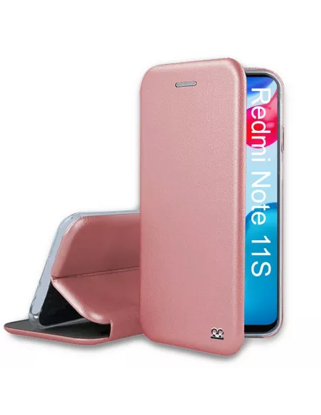 Xiaomi Redmi Note 11-11s Leather Case Folio Clam - Pink gold | Ibroz