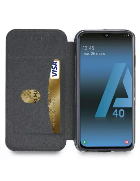 Samsung Galaxy A40 Leather Case Folio CLAM | Ibroz