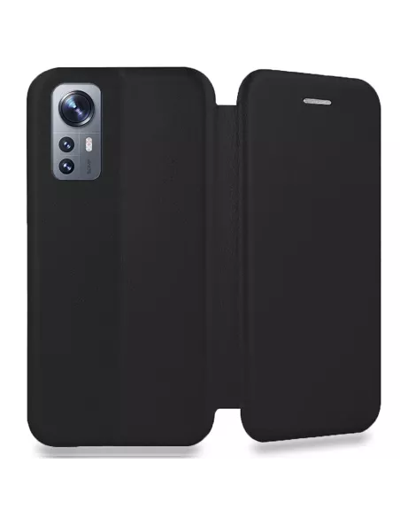 Xiaomi 12 Pro Folio Clam Leather Case - Black | Ibroz