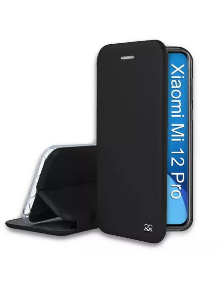 Xiaomi 12 Pro Folio Clam Leather Case - Black | Ibroz