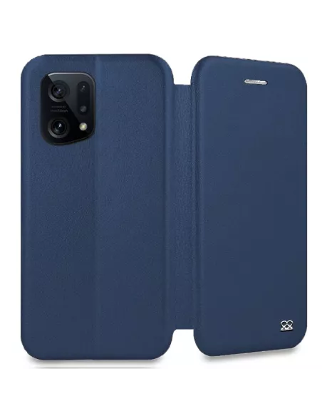 Oppo Find X5 Etui Cuir Folio Clam - Bleu cosmos | Ibroz