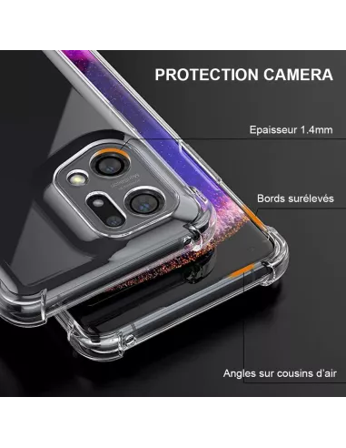 Oppo Find X5 Pack Coque Antichoc + Protection Ecran 9H - Transparen...
