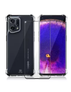 Oppo Find X5 Pack Coque Antichoc + Protection Ecran 9H - Transparen...