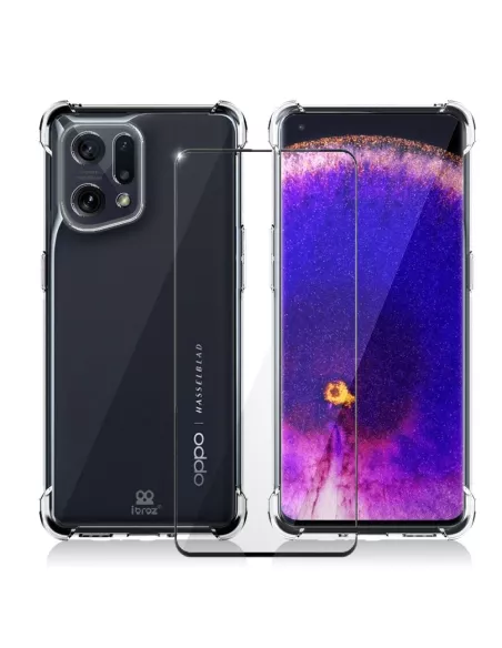 Oppo Find X5 Pack Coque Antichoc + Protection Ecran 9H - Transparen...