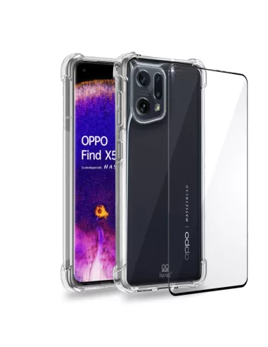 Oppo Find X5 Pack Coque Antichoc + Protection Ecran 9H - Transparen...