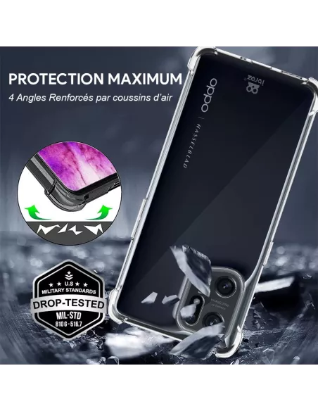 Oppo Find X5 Pro Pack Coque Antichoc + Protection Ecran 9H - Transp...
