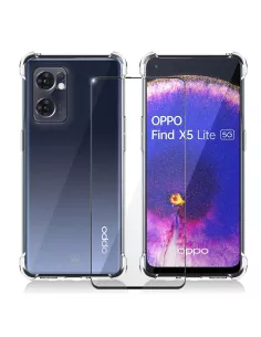 Oppo Find X5 Lite Shockproof Case + 9H Screen Protector Pack - Trans...