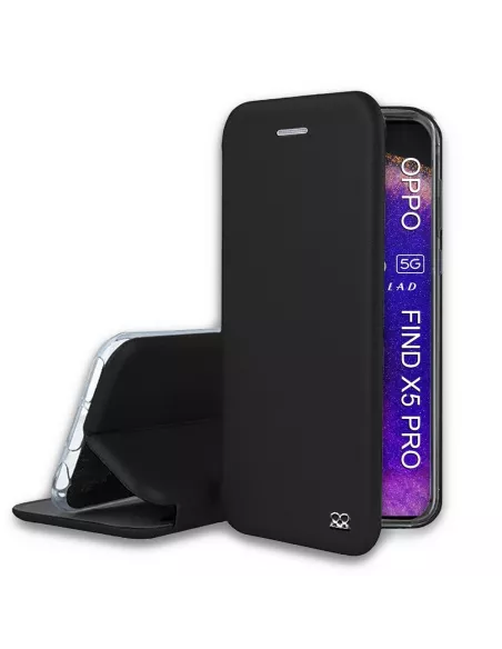 Oppo Find X5 Pro Leather Case Folio Clam - Black | Ibroz