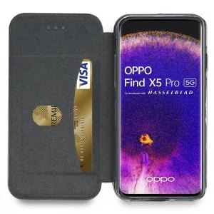 Oppo Find X5 Lite Leather Case Folio Clam - Black