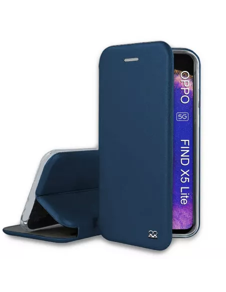 Oppo Find X5 Lite Leather Case Folio Clam - Cosmos Blue | Ibroz