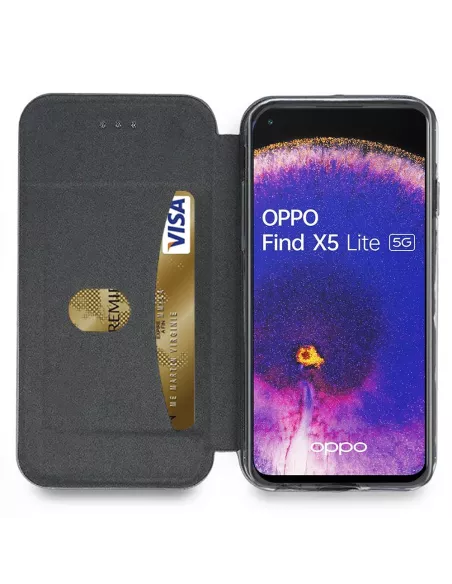 Oppo Find X5 Lite Etui Cuir Folio Clam - Noir | Ibroz