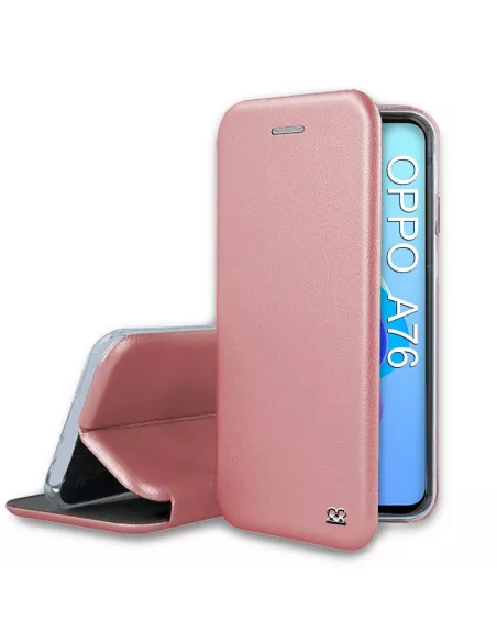 Oppo A76 Folio Clam Leather Case - Pink gold | Ibroz