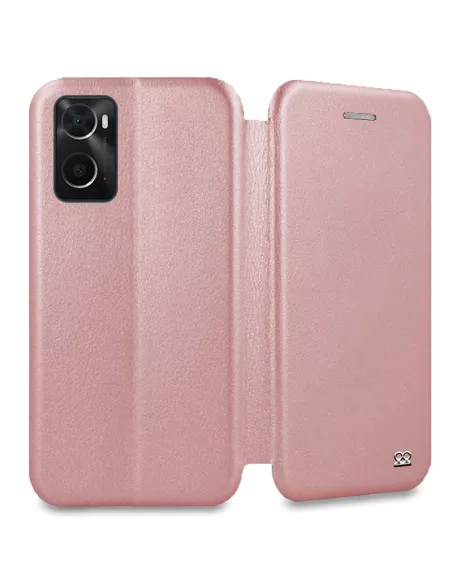 Oppo A76 Folio Clam Leather Case - Pink gold | Ibroz
