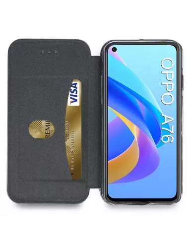 Oppo A76 Etui Cuir Folio Clam - Bleu cosmos | Ibroz