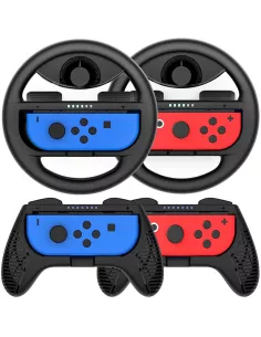 Volant et poignée (x2) de course pour Nintendo Switch et Switch OLE...
