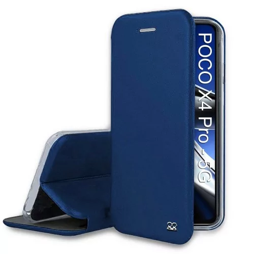 Xiaomi Poco X4 Pro (5G) Etui Cuir Folio Clam - Bleu cosmos