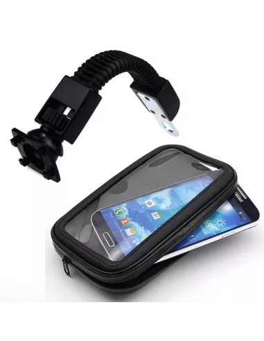 Flexible universal mount for smartphone on motorcycle, bicycle or...