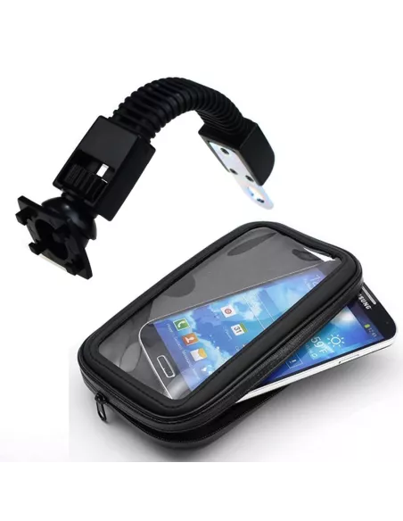 Flexible universal mount for smartphone on motorcycle, bicycle or...