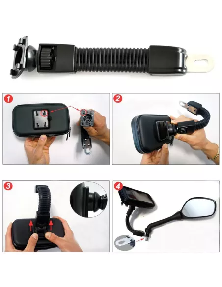 Flexible universal mount for smartphone on motorcycle, bicycle or...