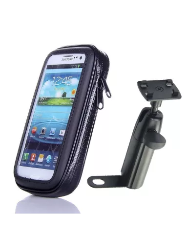 Universal smartphone mount on rearview mirror for motorcycles, bicycles, ...