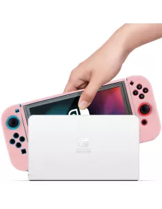 Coque LSR Silicone Soft Touch Nintendo Switch OLED - Rose | Ibroz 2