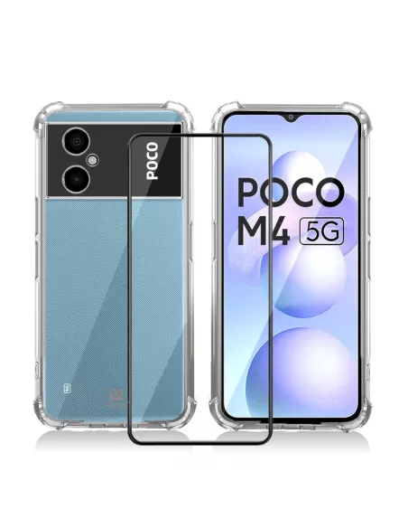 Xiaomi Poco M4 (5G) Shockproof Case + 9H Screen Protector Pack - Tr...