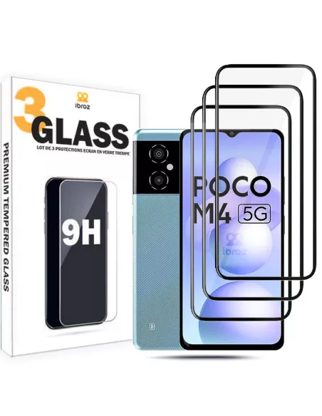 Lot de 3 Protections écran pour Xiaomi Poco M4 en verre trempé 5D -...