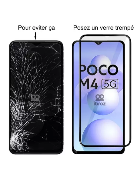 Set of 3 5D tempered glass screen protectors for Xiaomi Poco M4 -...