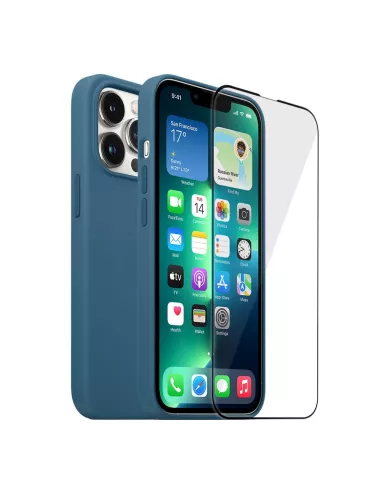 Apple iPhone 13 Pro Coque Liquid Silicone + Verre Trempé 9H (5D) - ...