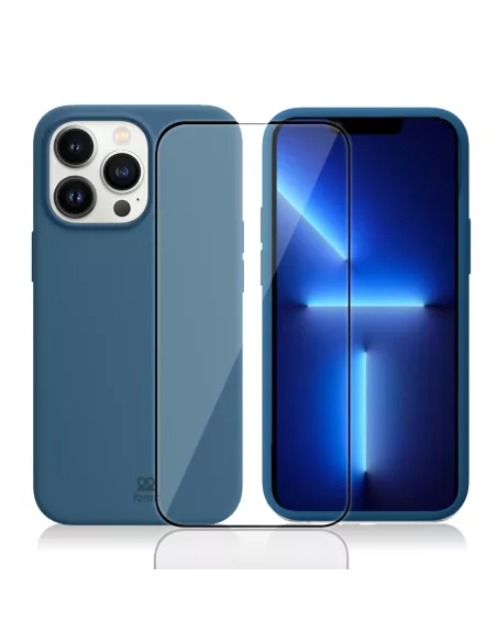 Apple iPhone 13 Pro Max Coque Liquid Silicone + Verre Trempé 9H (5D...