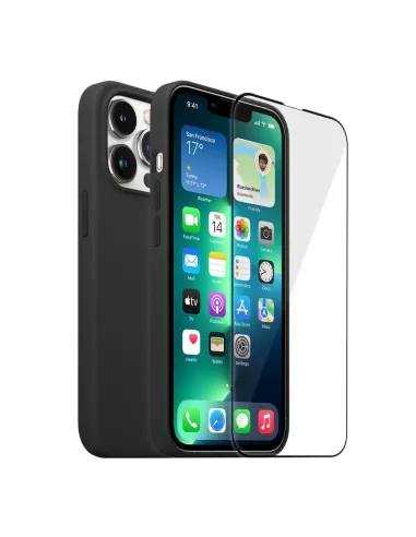 Apple iPhone 13 Pro Max Liquid Silicone Case + 9H Tempered Glass (5D...