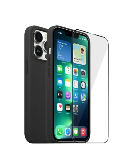 Apple iPhone 13 Pro Max Liquid Silicone Case + 9H Tempered Glass (5D...