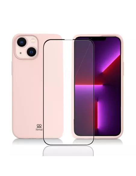 Apple iPhone 13 Mini Liquid Silicone Case + 9H Tempered Glass (5D) -...