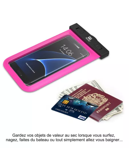 Pochette Housse de transport étanche IPX8 30 mètres - Rose | Ibroz