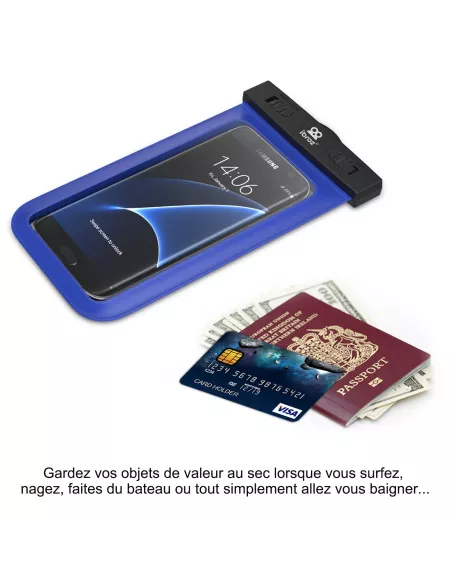 Pochette Housse de transport étanche IPX8 30 mètres - Bleu | Ibroz