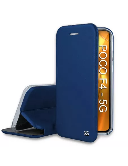 Xiaomi Poco F4 (5G) Etui Cuir Folio Clam - Bleu cosmos | Ibroz