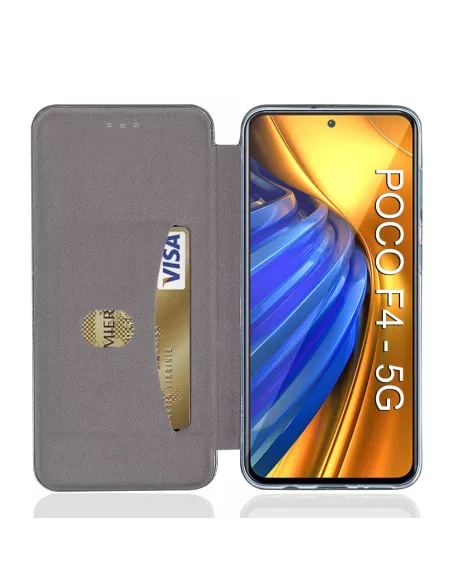 Xiaomi Poco F4 (5G) Etui Cuir Folio Clam - Bleu cosmos | Ibroz