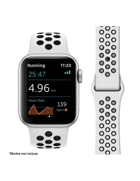 Set of 2 Sport Bands Apple Watch 7, 6, SE, 5, 4, 3 - Black and White...