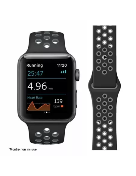 Set of 2 Sport Bands Apple Watch 7, 6, SE, 5, 4, 3 - Black and White...
